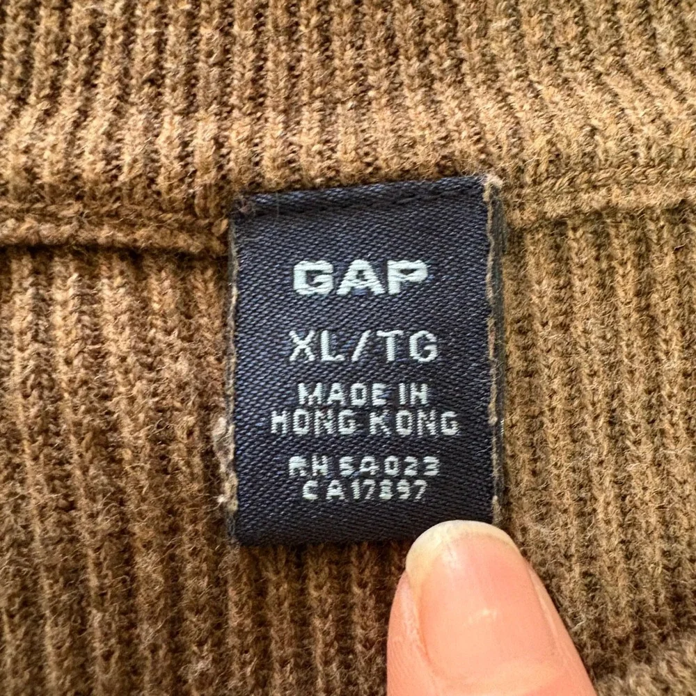 Vintage‎ Gap Sweater Mens XL Brown Cotton Knit Crewneck Pullover Hong Kong y2k